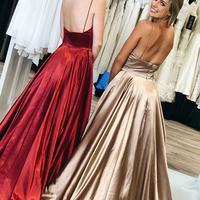 SP1320,Simple Long Prom Dresses Spaghetti-straps, Sexy Backless Evening Gowns - Thumbnail 1