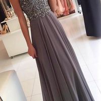 SP1396,Halter beaded chiffon prom dress,sleeveless long evening formal gown - Thumbnail 1