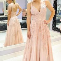 SP1522,Blush pink applique prom evening dresses - Thumbnail 1