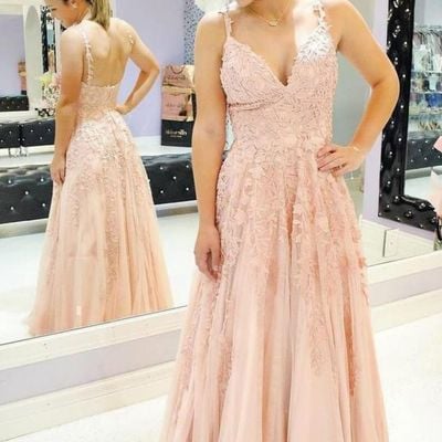 Sp1522,blush pink applique prom evening dresses - Thumbnail 2