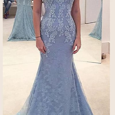 Sp1782,elegant lace prom dresses mermaid beaded evening dress - Thumbnail 2