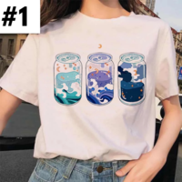 Cute Moon Water Soda Drink Can Print Oversized Short Sleeve Shirt Aesthetic Casual E-Girl Kawaii Korean Japanese Harajuku - Thumbnail 2
