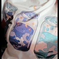 Cute Moon Water Soda Drink Can Print Oversized Short Sleeve Shirt Aesthetic Casual E-Girl Kawaii Korean Japanese Harajuku - Thumbnail 9
