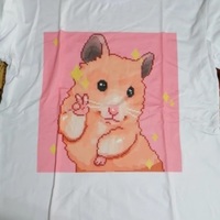 Cute Pastel Pink Happy Hamster Posing Star Print Oversized Short Sleeve Shirt Aesthetic Casual E-Girl Kawaii Korean Japanese Harajuku - Thumbnail 4