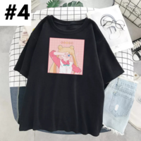 Pastel Pink Japanese Anime Girl Cartoon Print Oversized Short Sleeve Shirt  - Thumbnail 4