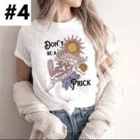 Cute Retro Tarot Card Cresent Moon Sun Print Loose Short Sleeve Shirt Aesthetic Casual E-Girl Kawaii Korean Japanese Harajuku - Thumbnail 4