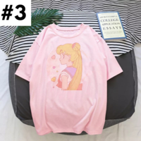 Cute Japanese Anime Girl Cartoon Print Loose Short Sleeve Shirt Aesthetic Casual E-Girl Kawaii Korean Japanese Harajuku - Thumbnail 4