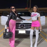 Cute 90s Vintage Hot Pink Car Print White Short Sleeve T-shirt Crop Top Aesthetic Casual E-Girl Kawaii Korean Japanese Harajuku - Thumbnail 5