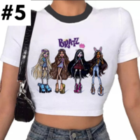 Doll Cartoon Graphic Print White Short Sleeve T-shirt  - Thumbnail 7