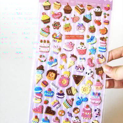 Ice creams, desserts and candy - embossed japanese kawaii squishy stickers (large) - Thumbnail 5