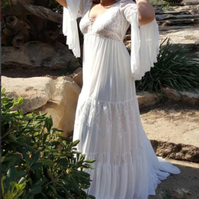 Plus size wedding dresses bridal gowns sexy deep v neck long sleeves vestidos de novia lace chiffon a line dress,686 - Thumbnail 2