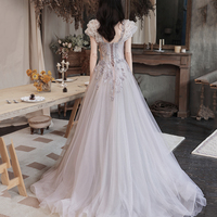 Cute tulle sequins long prom dress evening dress - Thumbnail 5