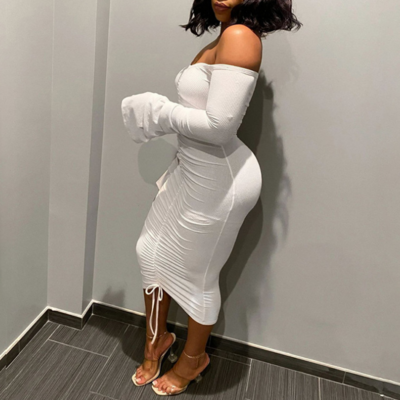 Long Sleeve Solid Color Fashion Tight Dress