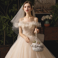 Champagne tulle sequins long ball gown dress formal dress - Thumbnail 1