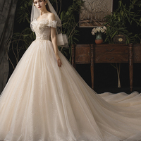 Champagne tulle sequins long ball gown dress formal dress - Thumbnail 3