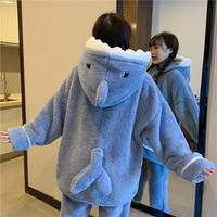 Cute Blue Shark Velvet Fleece Pajamas Suits - Thumbnail 3