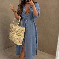 Fashion Short Sleeve Sexy Cardigan Dress - Thumbnail 3