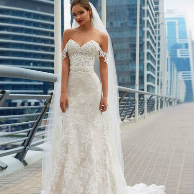 Glamorous off-the-shoulder wedding dress sweetheart with lace mermaid bridal gowns,1255 - Thumbnail 1