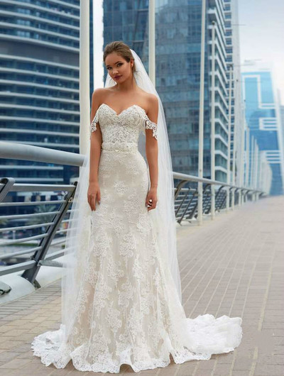 Glamorous Off-the-Shoulder Wedding Dress Sweetheart With Lace Mermaid Bridal Gowns,1255