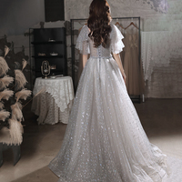 Gray tulle sequins long prom dress evening gown - Thumbnail 6