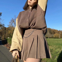 Casual Solid Color High Waist Skirt - Thumbnail 1