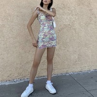 Sweet Floral Sling Sleeveless Dress - Thumbnail 3