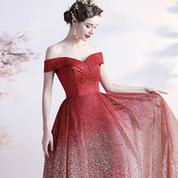 Red sequins long prom dress red evening dress - Thumbnail 2