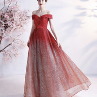 Red sequins long prom dress red evening dress - Thumbnail 5