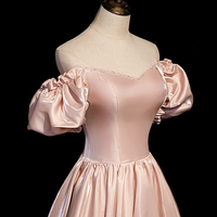 Cute satin long prom dress A line evening gown - Thumbnail 6