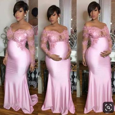 Sexy mermaid pink prom dress with lace, formal dress - Thumbnail 4