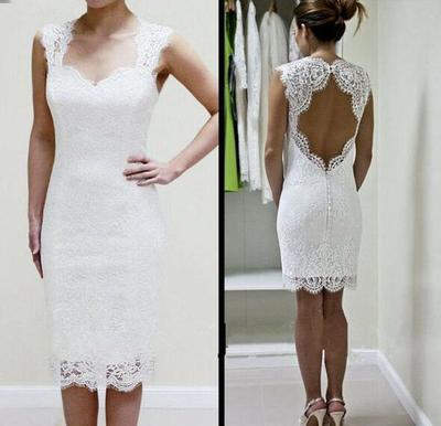Sheath Open Back Lace Short Prom Dresses