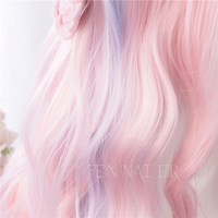 Harajuku long curly hair rainbow color cute cos wig - Thumbnail 2