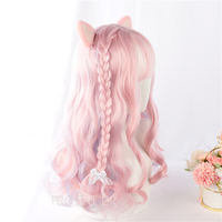 Harajuku long curly hair rainbow color cute cos wig - Thumbnail 3