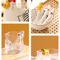 3pcs cat hand-painted hanging ear stirring spoons - Thumbnail 1