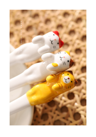 3pcs cat hand-painted hanging ear stirring spoons