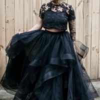 Black Two Piece Wedding Dresses Bridal Gown - Thumbnail 1