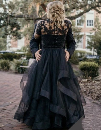 Black Two Piece Wedding Dresses Bridal Gown