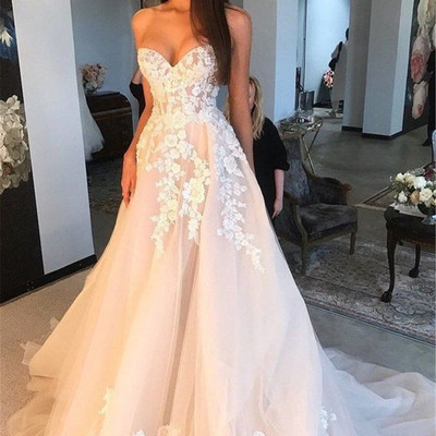 Sp1529,sweetheart tulle applique wedding dress,long prom dress,sleeveless bridal dress