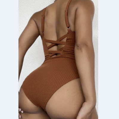Solid color sexy one-piece swimsuit bikini