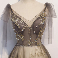 Elegant tulle sequins long prom dress evening gown - Thumbnail 1