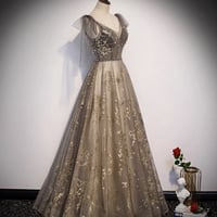 Elegant tulle sequins long prom dress evening gown - Thumbnail 2