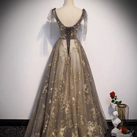 Elegant tulle sequins long prom dress evening gown - Thumbnail 4