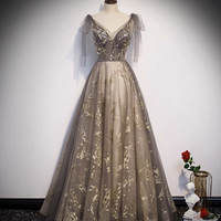 Elegant tulle sequins long prom dress evening gown - Thumbnail 6