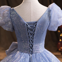 Blue tulle long prom dress A line evening gown - Thumbnail 5