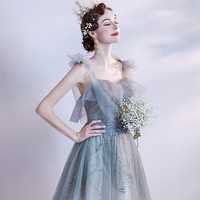 Cute tulle sequins long prom dress A line evening gown - Thumbnail 1