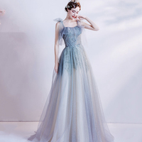 Cute tulle sequins long prom dress A line evening gown - Thumbnail 2