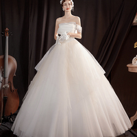 White tulle long ball gown dress A line evening gown - Thumbnail 1