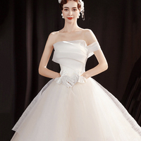 White tulle long ball gown dress A line evening gown - Thumbnail 3