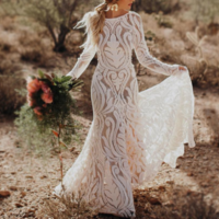 Elegant Boho Wedding Dresses,Long Sleeves Bridal Dresses,Beach Wedding Dresses,691 - Thumbnail 1