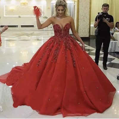 Red pageant gown sweet 16 dresses birthday dress - Thumbnail 4